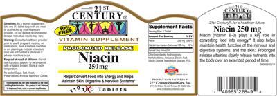 Photo of the 21st Century Niacin 250 mg label