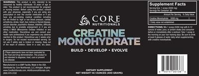 Photo of the Core Nutritionals Creatine Monohydrate label