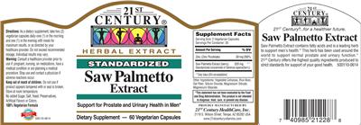 Photo of the 21st Century Standardized Saw Palmetto Extract label