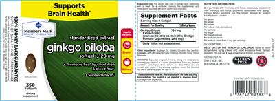Photo of the Member's Mark Ginkgo Biloba 120 mg label