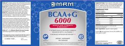 Photo of the MRM BCAA+G 6000 label