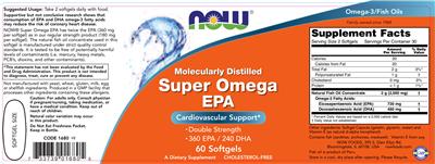 Photo of the NOW Molecularly Distilled Super Omega EPA label