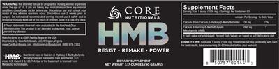 Photo of the Core Nutritionals HMB label