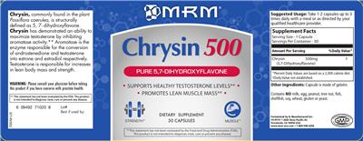 Photo of the MRM Chrysin 500 label