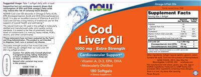 Photo of the NOW Cod Liver Oil 1000 mg - Extra Strength label