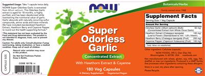 Photo of the NOW Super Odorless Garlic label
