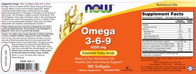 Photo of the NOW Omega 3-6-9 1000 mg label