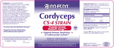 Photo of the MRM Cordyceps CS-4 Strain label