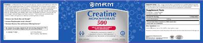 Photo of the MRM Creatine Monohydrate 500 label