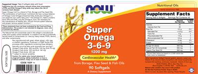 Photo of the NOW Super Omega 3-6-9 1200 mg label