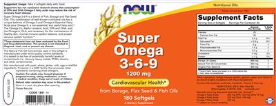 Photo of the NOW Super Omega 3-6-9 1200 mg label