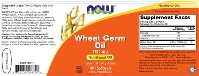 Photo of the NOW Wheat Germ Oil 1130 mg label