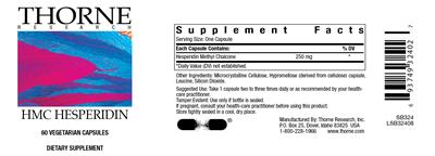 Photo of the Thorne Research HMC Hesperidin label