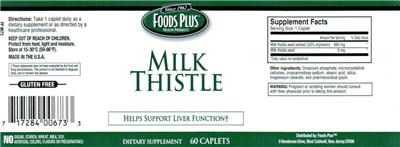 Photo of the Foods Plus Milk Thistle label