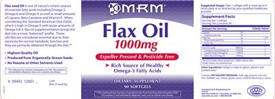 Photo of the MRM Flax Oil 1000 mg label