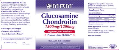 Photo of the MRM Glucosamine Chondroitin 1500 mg/1200 mg label
