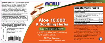 Photo of the NOW Aloe 10,000 & Soothing Herbs label