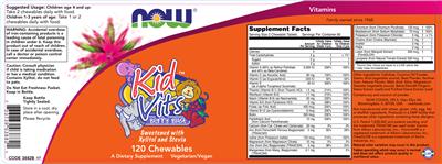 Photo of the NOW Kid Vits Berry Blast label