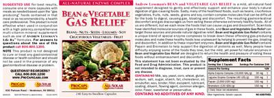 Photo of the ProCaps Laboratories Bean & Vegetable Gas Relief label