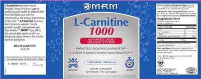 Photo of the MRM L-Carnitine 1000 Natural Vanilla label