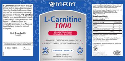 Photo of the MRM L-Carnitine 1000 Natural Vanilla label