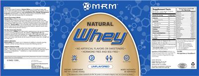 Photo of the MRM Natural Whey Unflavored label