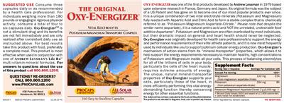 Photo of the ProCaps Laboratories The Original Oxy-Energizer label
