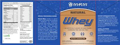 Photo of the MRM Natural Whey Dutch Chocolate label