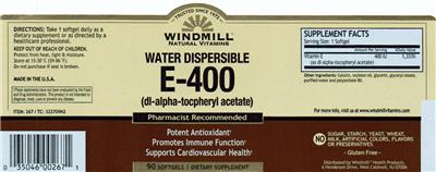 Photo of the Windmill Water Dispersible E-400 (DL-Alpha-Tocopheryl Acetate) label