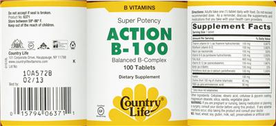 Photo of the Country Life Action B-100 label