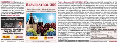 Photo of the ProCaps Laboratories Resveratrol - 200 mg label