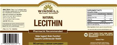 Photo of the Windmill Natural Vitamins Natural Lecithin label