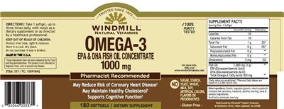 Photo of the Windmill Omega-3 EPA & DHA Fish Oil Concentrate 1000 mg label