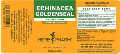 Photo of the Herb Pharm Echinacea Goldenseal label