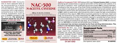 Photo of the ProCaps Laboratories NAC-500 N-Acetyl Cysteine label