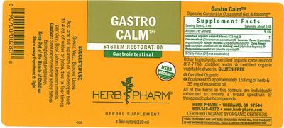 Photo of the Herb Pharm Gastro Calm label