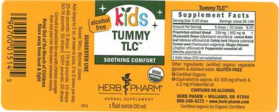 Photo of the Herb Pharm Kids Tummy TLC Alcohol Free label