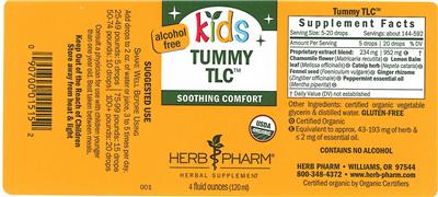 Photo of the Herb Pharm Kids Tummy TLC Alcohol Free label