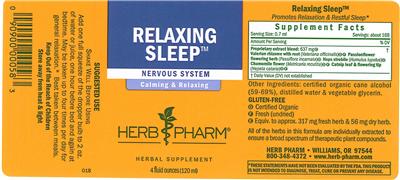 Photo of the Herb Pharm Relaxing Sleep label