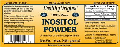 Photo of the Healthy Origins Inositol Powder label