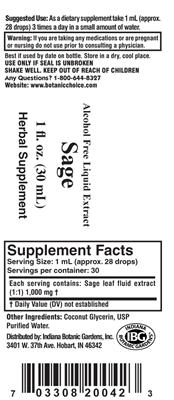 Photo of the Indiana Botanic Gardens Sage label