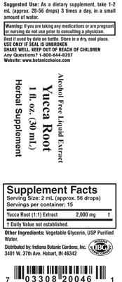 Photo of the Indiana Botanic Gardens Yucca Root label