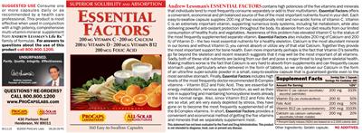 Photo of the ProCaps Laboratories Essential Factors label
