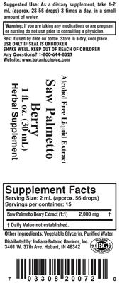 Photo of the Indiana Botanic Gardens Saw Palmetto Berry label