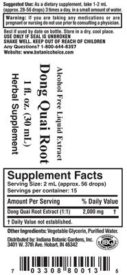 Photo of the Indiana Botanic Gardens Dong Quai Root label