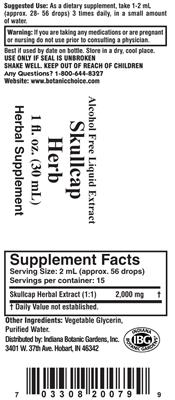 Photo of the Indiana Botanic Gardens Skullcap Herb label