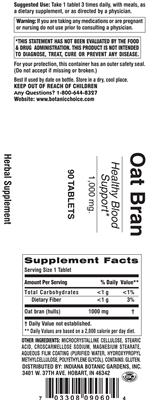 Photo of the Indiana Botanic Gardens Oat Bran 1000 mg label
