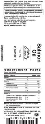 Photo of the Indiana Botanic Gardens Salmon Oil 1000 mg label