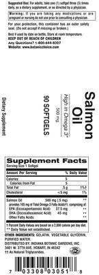 Photo of the Indiana Botanic Gardens Salmon Oil 500 mg label