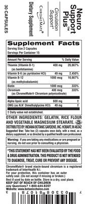 Photo of the Indiana Botanic Gardens Neuro Support Plus label